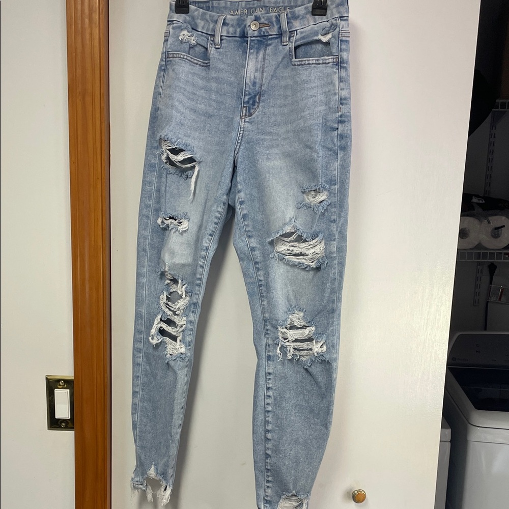 American Eagle Outfitters Ripped Light Blue Skinny Jeans
